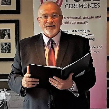John Foley conducting a humanist wedding ceremony